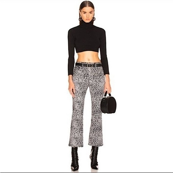 rag & bone Denim - Rag & Bone, Women’s, Hana Flocked High-rise Kick Flare, Cropped, Jeans.